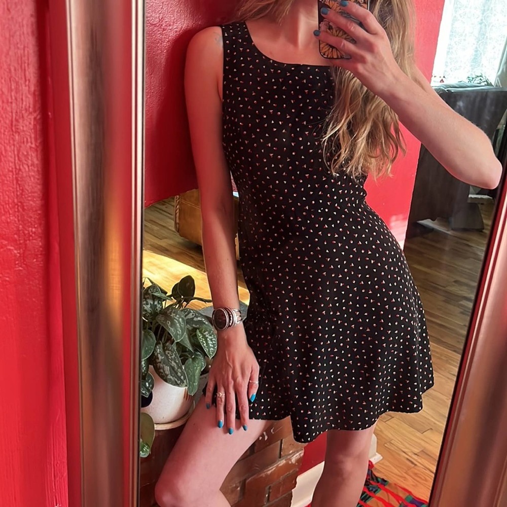 Cute Sprinkle Patterned Forever 21 Dress, White Black Red, Size small